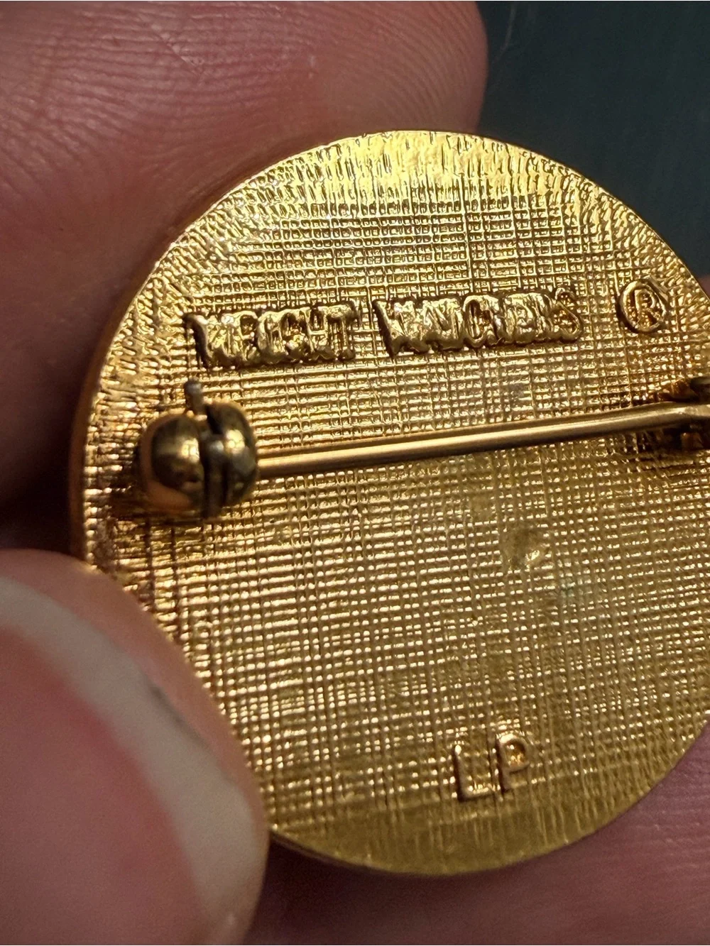 Weight Watchers WW 10lbs Gold and Black Enamel Monogram Pin